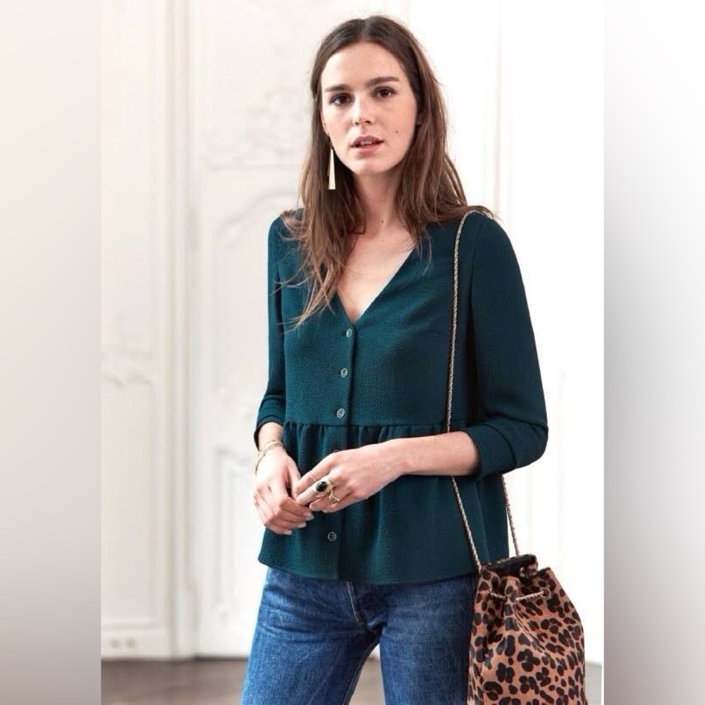 Sezane Elsa blouse in Vert, Sz. 36 - Picture 6 of 6